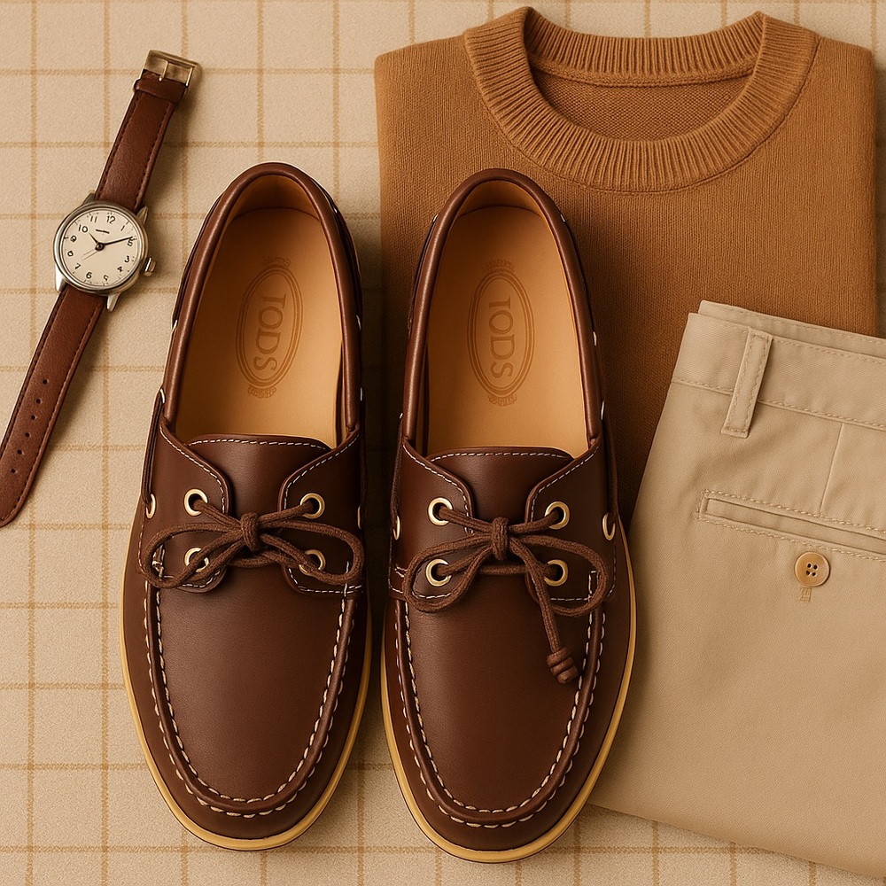 TOD'S Classic Women Brown Leather Boat Shoe • Size 8 US/38 EU • Driving Moccasin